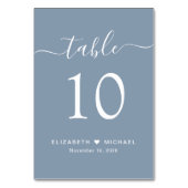 Chic Script Stofblauwe Trouwreceptie Kaart (Voorkant)