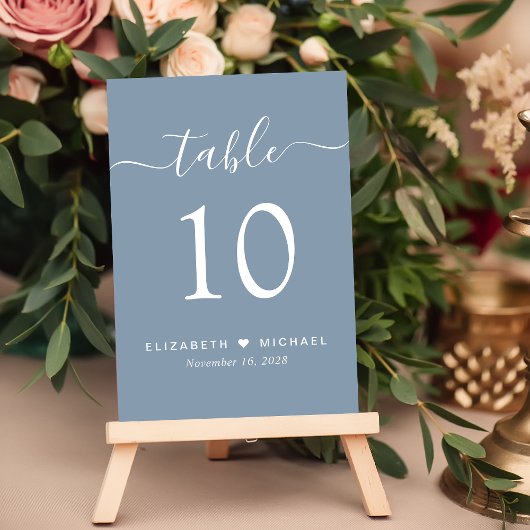 Chic Script Stofblauwe Trouwreceptie Kaart