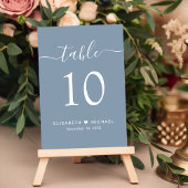 Chic Script Stofblauwe Trouwreceptie Kaart