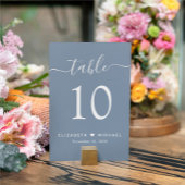 Chic Script Stofblauwe Trouwreceptie Kaart