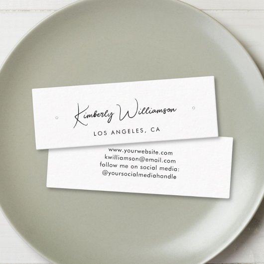 Chic Script Stud Hoop Earring Display Kaart Mini Visitekaartje