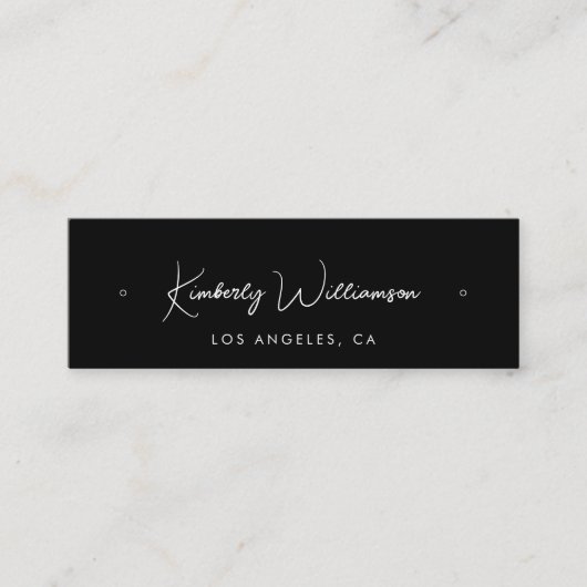 Chic Script Stud Hoop Oorbel Black Display Kaart Mini Visitekaartje (Voorkant)