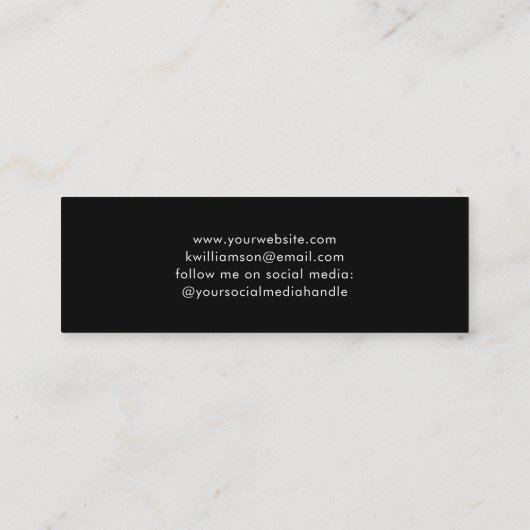 Chic Script Stud Hoop Oorbel Black Display Kaart Mini Visitekaartje (Achterkant)