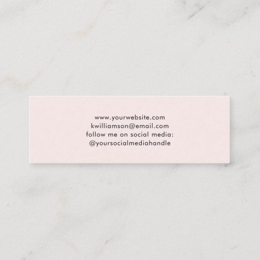 Chic Script Stud Hoop Oorbel Roze Display Kaart Mini Visitekaartje (Achterkant)