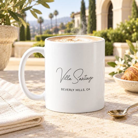 Chic Script Thuis Verblijfnaam Monogram Koffiemok