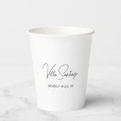 Chic Script Thuisnaam en Locatie Papieren Bekers (Achterkant)