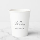 Chic Script Thuisnaam en Locatie Papieren Bekers (Voorkant)