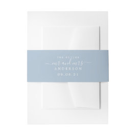 Chic Script Toekomst Mr. Mrs. Blue Wedding Uitnodigingen Wikkel