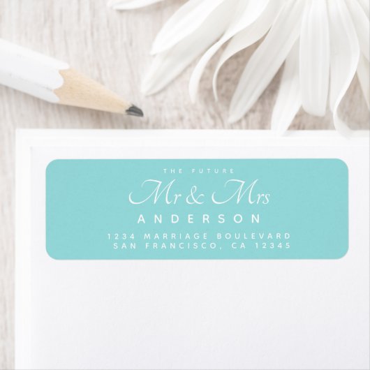 Chic Script Toekomstig Mr Mevrouw Trouwadres Etiket (Insitu)