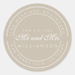 Chic Script Toekomstige Meneer Mevrouw Huwelijk Re Ronde Sticker