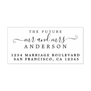 Chic Script Toekomstige Meneer Mevrouw Huwelijk Re Rubberstempel