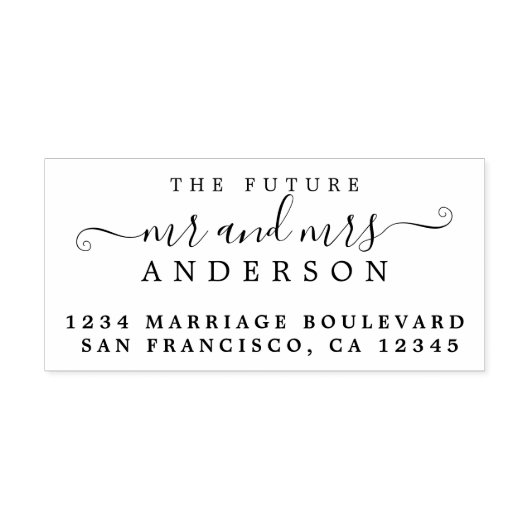 Chic Script Toekomstige Meneer Mevrouw Huwelijk Re Rubberstempel (Afrduk)