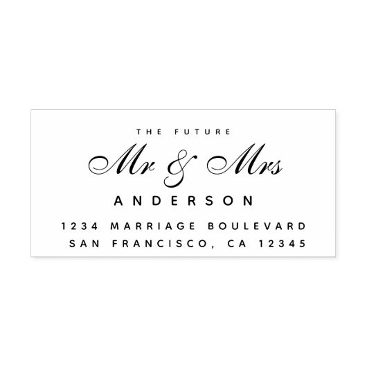 Chic Script Toekomstige Meneer Mevrouw Huwelijk Re Rubberstempel (Afrduk)