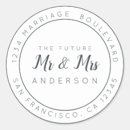 Chic Script Toekomstige Meneer Mevrouw Retouradres Ronde Sticker