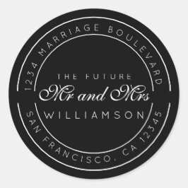 Chic Script Toekomstige Meneer Mevrouw Retouradres Ronde Sticker