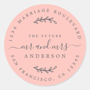 Chic Script Toekomstige Meneer Mevrouw Retouradres Ronde Sticker