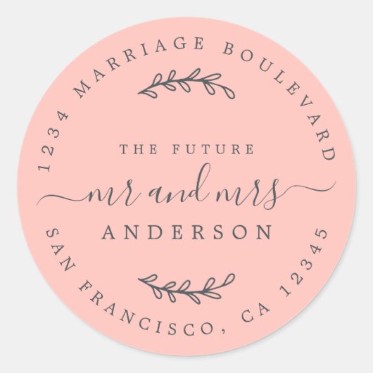 Chic Script Toekomstige Meneer Mevrouw Retouradres Ronde Sticker (Voorkant)