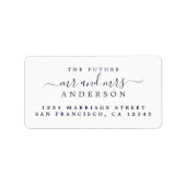 Chic Script Toekomstige Meneer Mevrouw White Trouw Etiket (Voorkant)