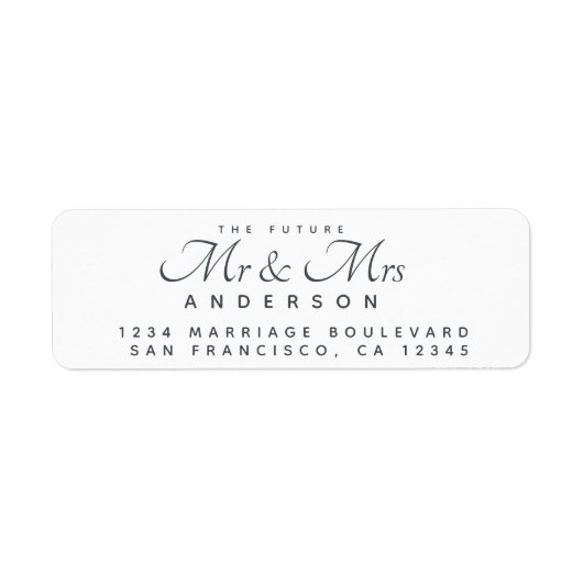 Chic Script Toekomstige Mijnheer En Mevrouw Retour Etiket (Voorkant)