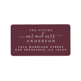 Chic Script Toekomstige Mijnheer Mevrouw Burgundy  Etiket