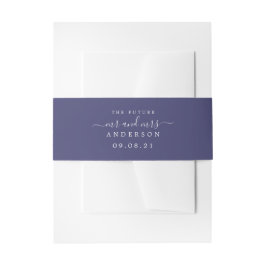 Chic Script Toekomstige Mijnheer Mevrouw Navy Blau Uitnodigingen Wikkel