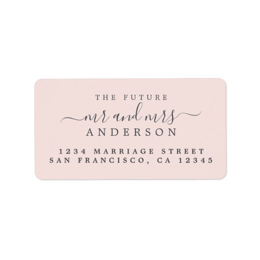 Chic Script Toekomstige Mijnheer Mevrouw Roze Huwe Etiket (Voorkant)