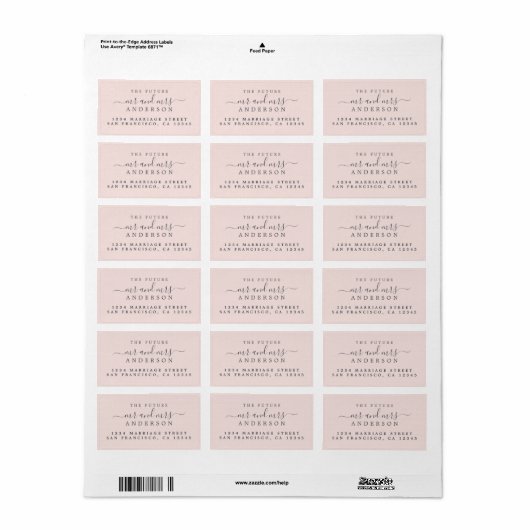 Chic Script Toekomstige Mijnheer Mevrouw Roze Huwe Etiket (Full Sheet)