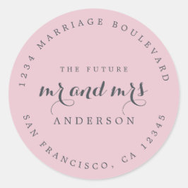 Chic Script Toekomstige Mijnheer Mevrouw Trouw Ret Ronde Sticker