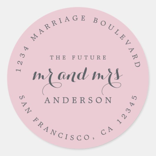 Chic Script Toekomstige Mijnheer Mevrouw Trouw Ret Ronde Sticker (Voorkant)