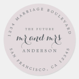 Chic Script Toekomstige Mijnheer Mevrouw Trouw Ret Ronde Sticker