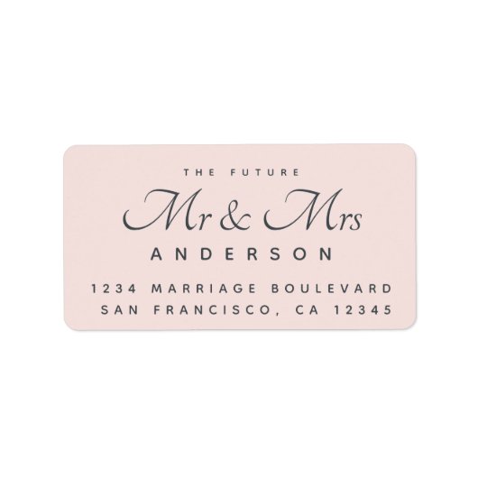 Chic Script Toekomstige Mijnheer Mevrouw Trouwadre Etiket (Voorkant)