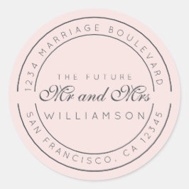 Chic Script Toekomstige Mr Mevrouw Huwelijk Retour Ronde Sticker
