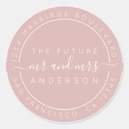 Chic Script Toekomstige Mr Mevrouw Huwelijk Retour Ronde Sticker