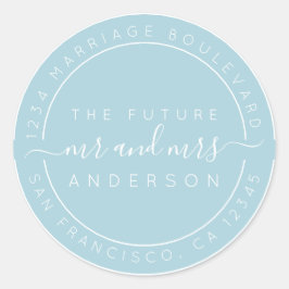 Chic Script Toekomstige Mr Mevrouw Huwelijk Retour Ronde Sticker