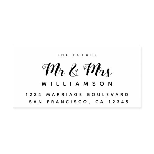 Chic Script Toekomstige Mr Mevrouw Huwelijk Retour Rubberstempel (Afrduk)