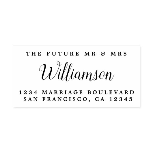 Chic Script Toekomstige Mr Mevrouw Huwelijk Retour Rubberstempel (Afrduk)