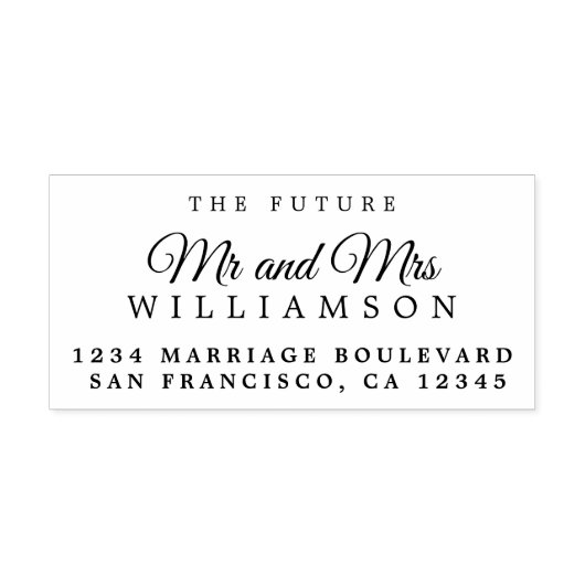 Chic Script Toekomstige Mr Mevrouw Huwelijk Retour Rubberstempel (Afrduk)