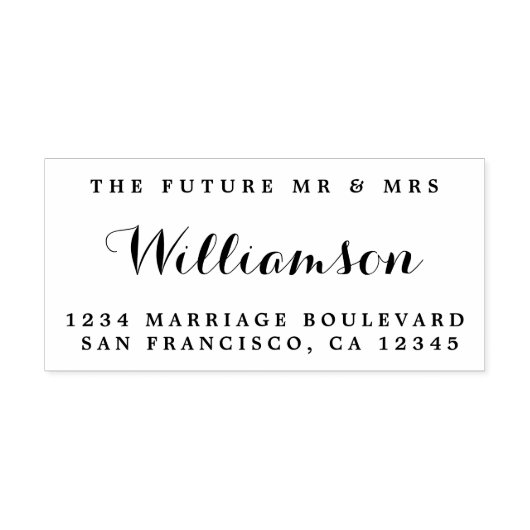 Chic Script Toekomstige Mr Mevrouw Huwelijk Retour Rubberstempel (Afrduk)