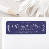 Chic Script Toekomstige Mr Mevrouw Navy Blauwe Ret Etiket (Insitu)