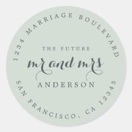 Chic Script Toekomstige Mr Mevrouw Trouw Retouradr Ronde Sticker