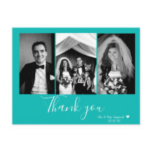 Chic Script Trouwen Bedankt Blauw