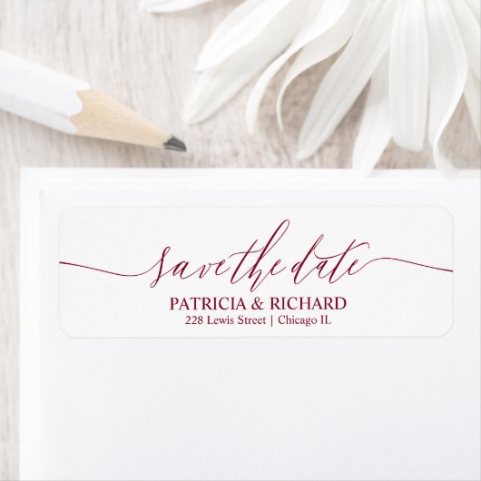 Chic Script Trouwkaart Retouradres Bewaar De Datum Etiket (Insitu)