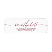 Chic Script Trouwkaart Retouradres Bewaar De Datum Etiket (Voorkant)