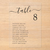 Chic Script Trouwtafel Zitting Grafiek Acryl Uitnodigingen (Voorkant)