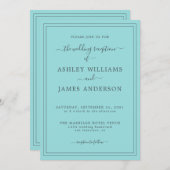 Chic Script Turquoise Blauwe Trouw Uitnodiging (Voorkant / Achterkant)