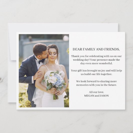 Chic Script Twee foto bruiloft Dank u Bedankkaart (Achterkant)