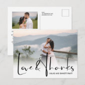 Chic Script Twee foto bruiloft Dank u Briefkaart (Voorkant / Achterkant)