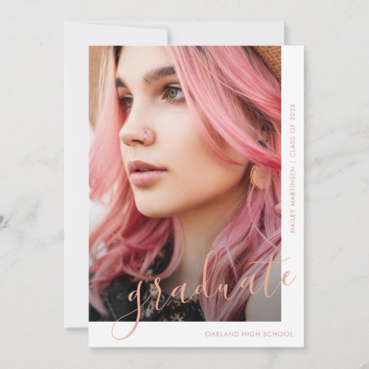 Chic Script Two Photo Afstuderen Kaart (Voorkant)