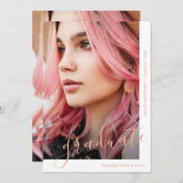 Chic Script Two Photo Afstuderen Kaart