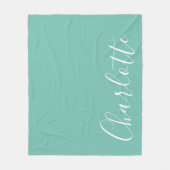 Chic Script Typografie Aangepast Modern Blauwgroen Fleece Deken (Voorkant)